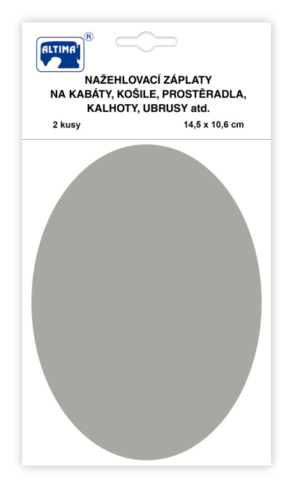 Nažehlovací záplaty jednobarevné ovály - světle šedá